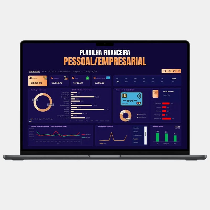 Planilha Financeira Prática: Gerencie Despesas, contas bancárias e Cartões de Crédito