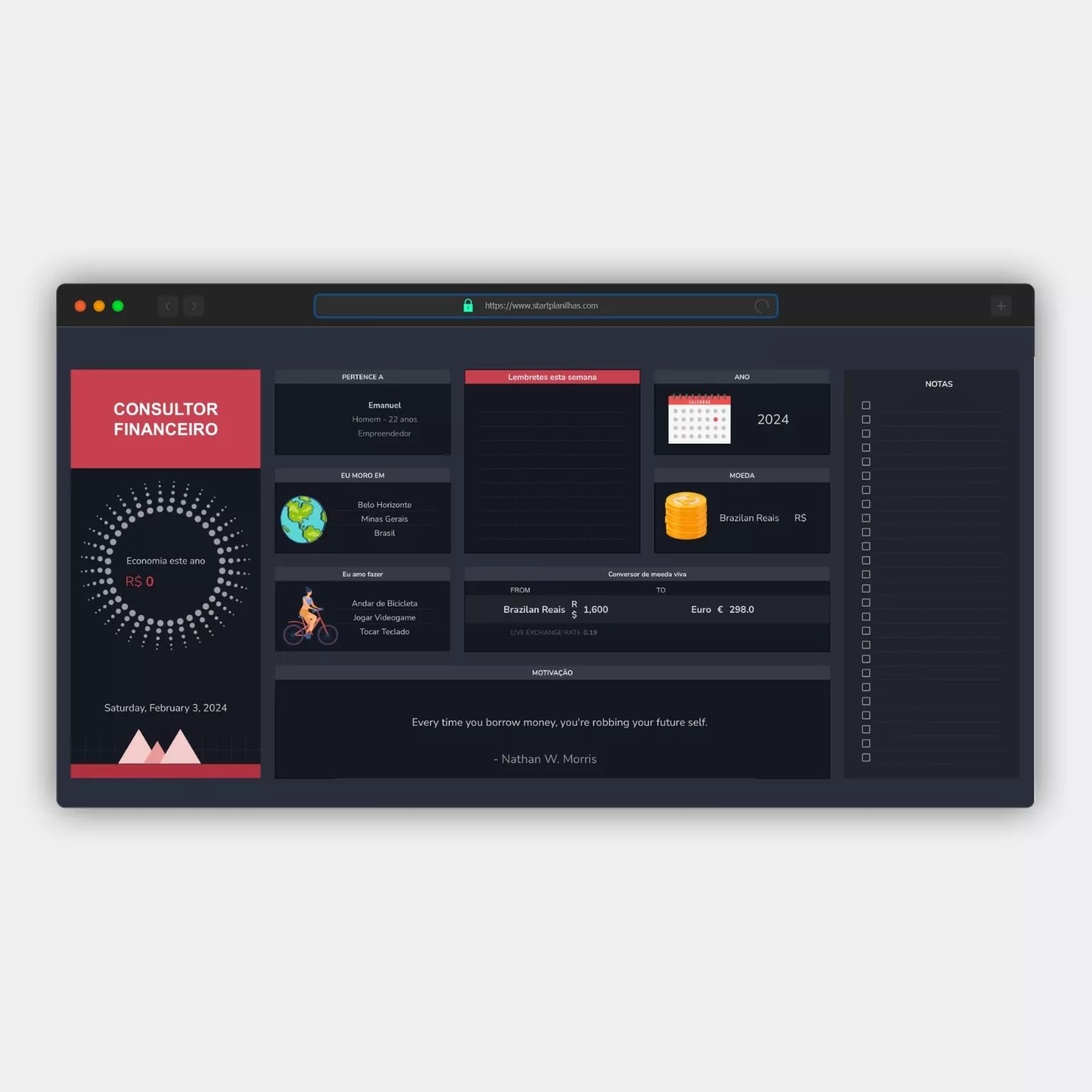 Planilha Orçamento pessoal Google Sheets - Imagem 4