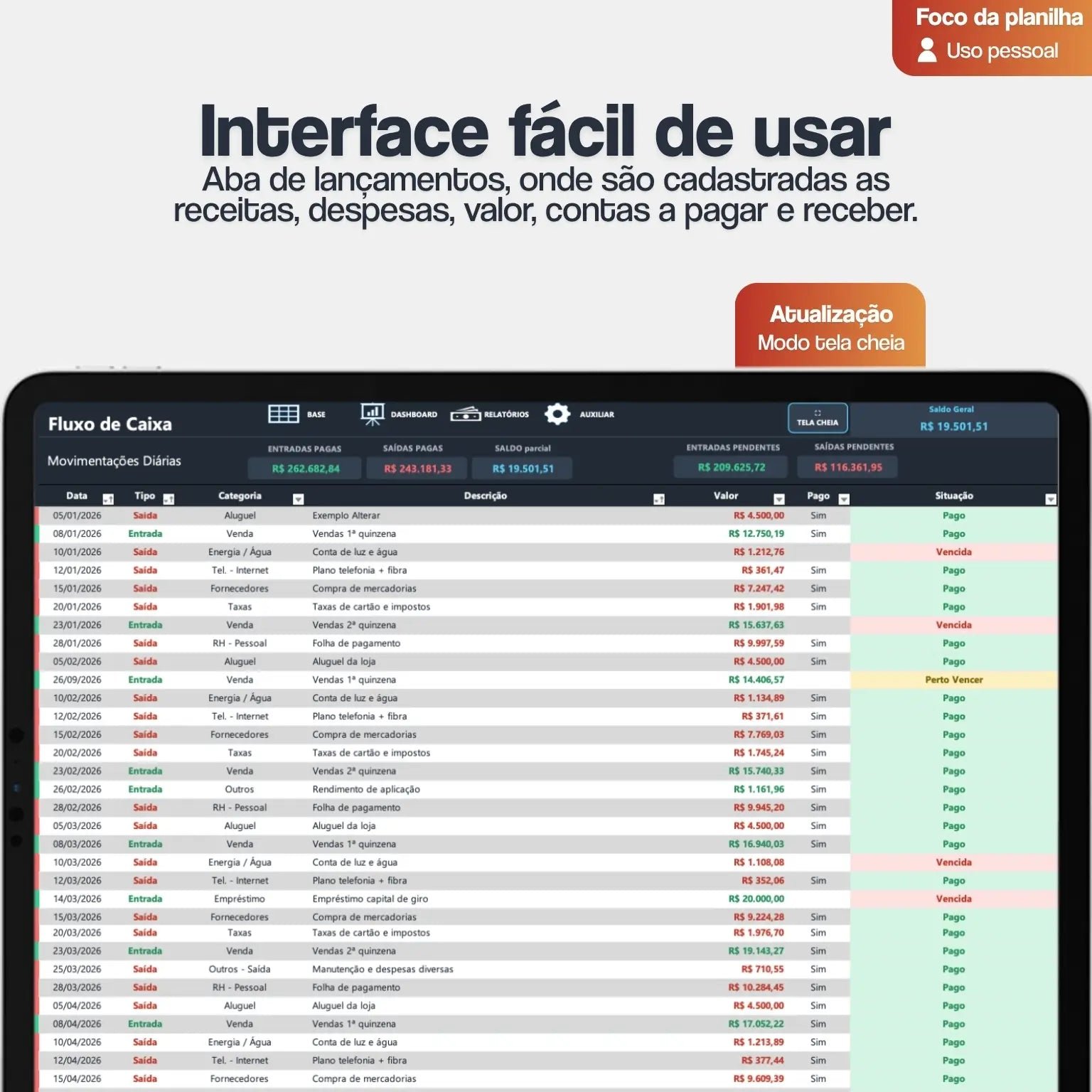 Planilha financeira pessoal para Excel - Imagem 3